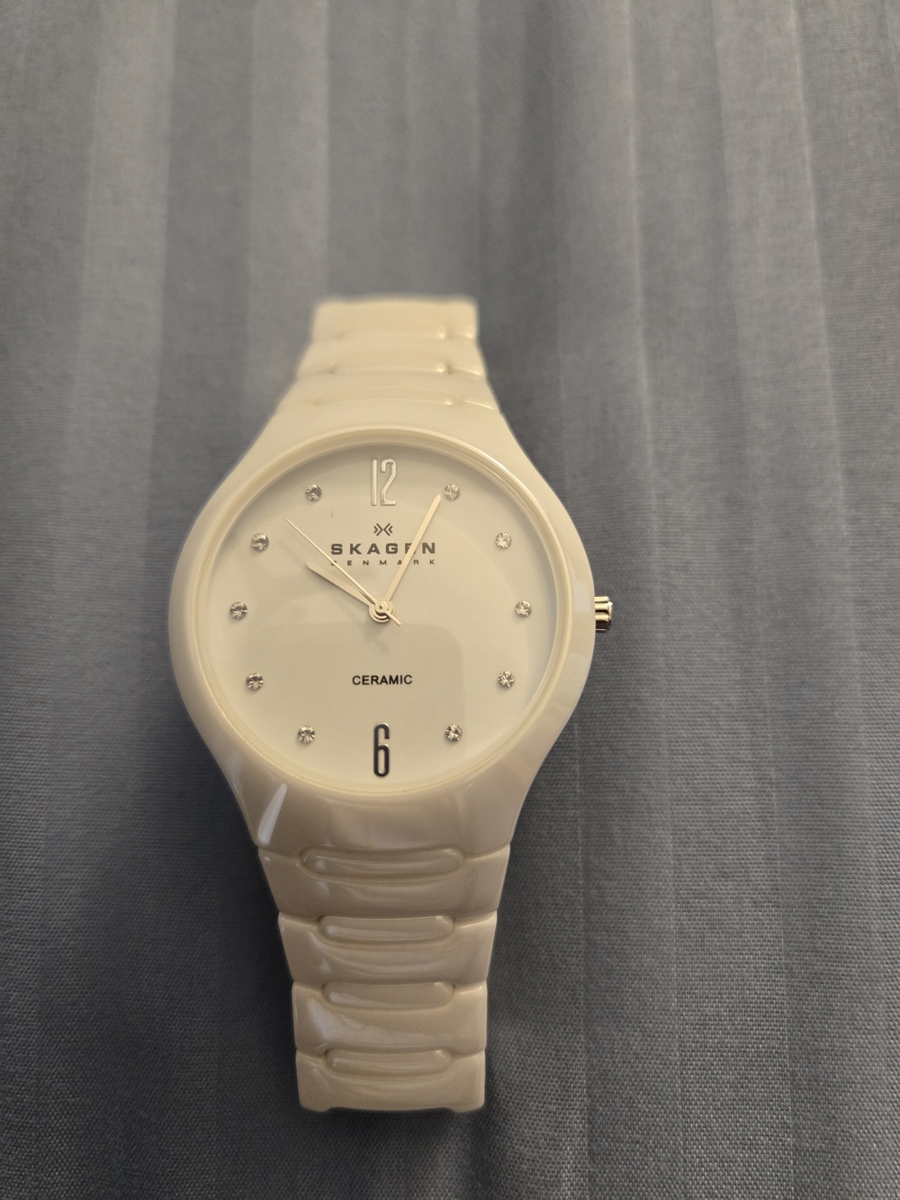 Skagen Ceramic White Crystal Accent Watch
